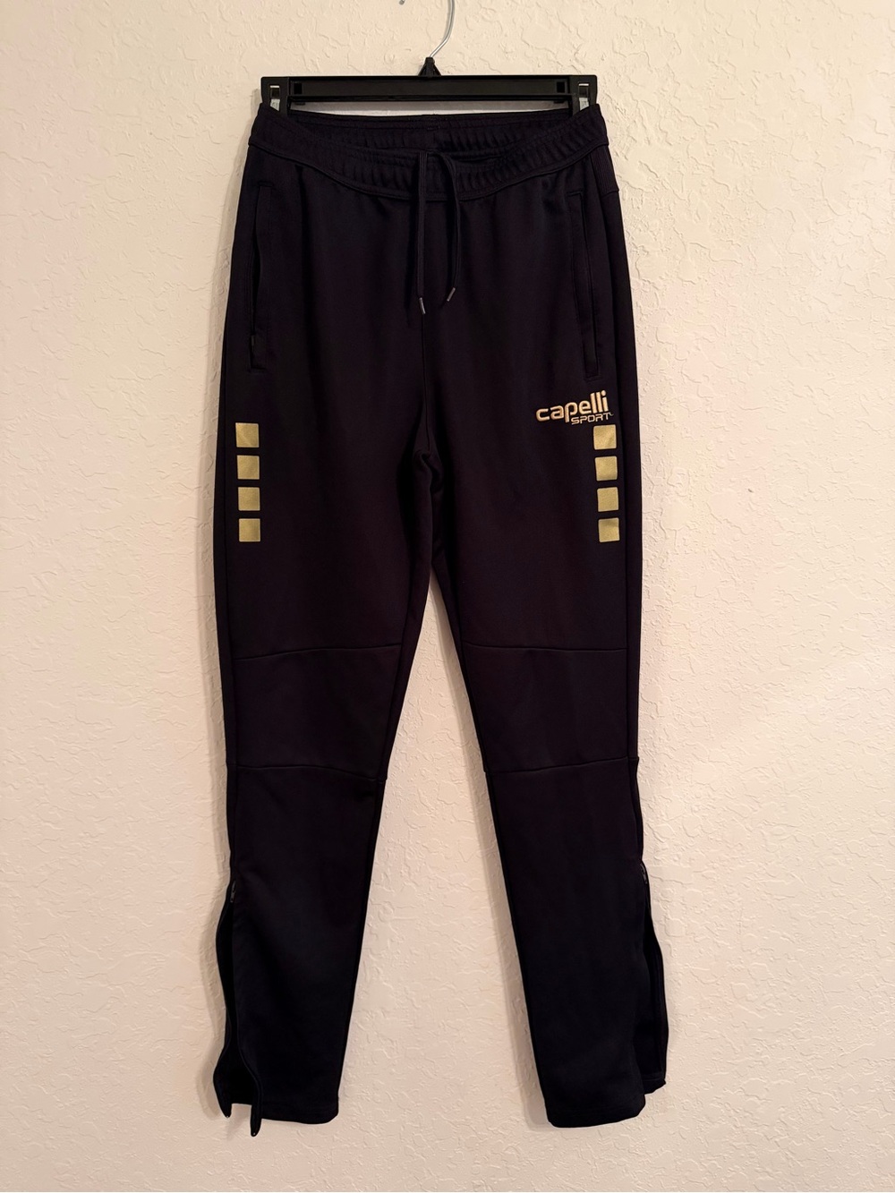 Capelli Sport Youth XL 18-20 Black Gold Soccer Training Pants Ankle Zip